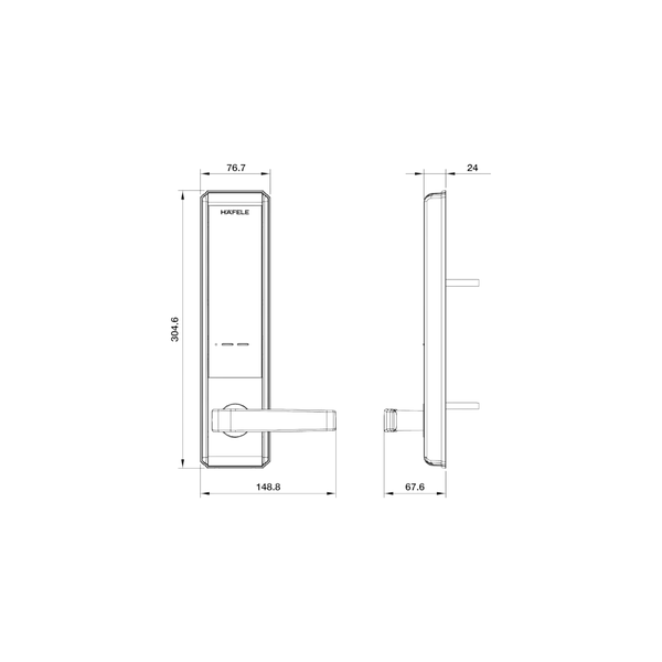 Khóa Điện Tử Thân Nhỏ EL7200-TC Hafele 912.05.714