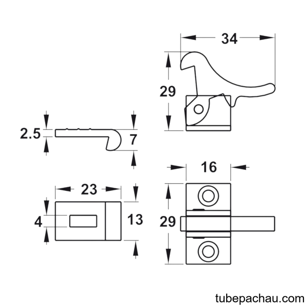 Khóa Mỏ Qụa Cho Cửa 2 Cánh Hafele 245.74.010