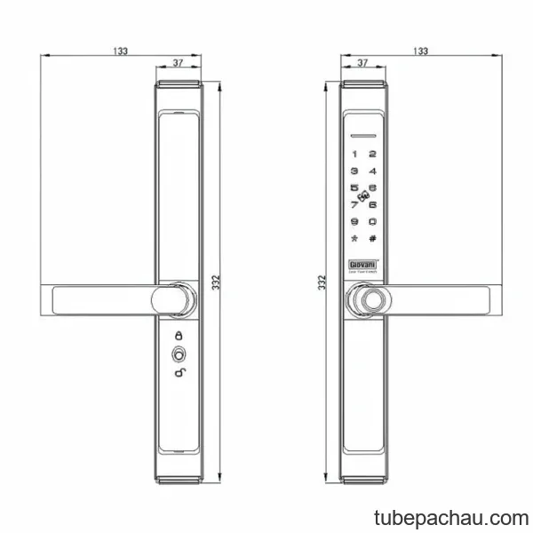 Khóa vân tay cửa nhôm GIOVANI GSL-8801B