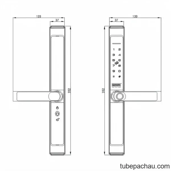 Khóa vân tay cửa nhôm GIOVANI GSL-8801G