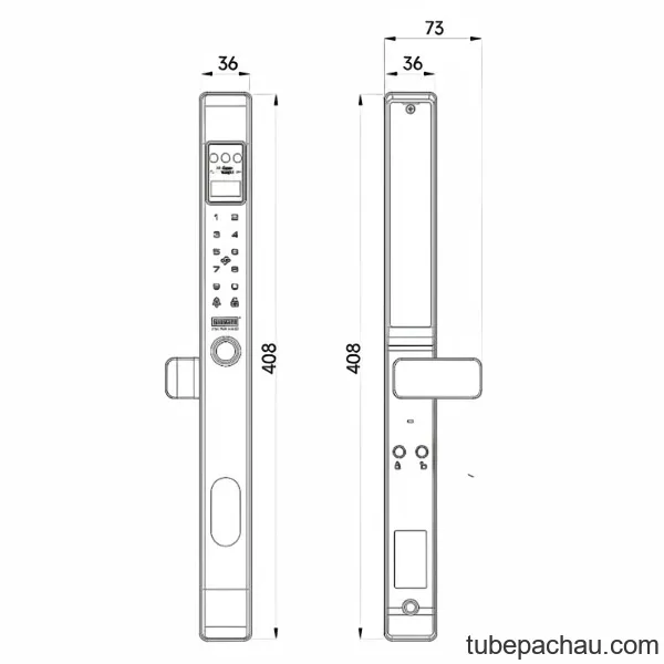 Khóa vân tay cửa nhôm GIOVANI GSL-Z2FB