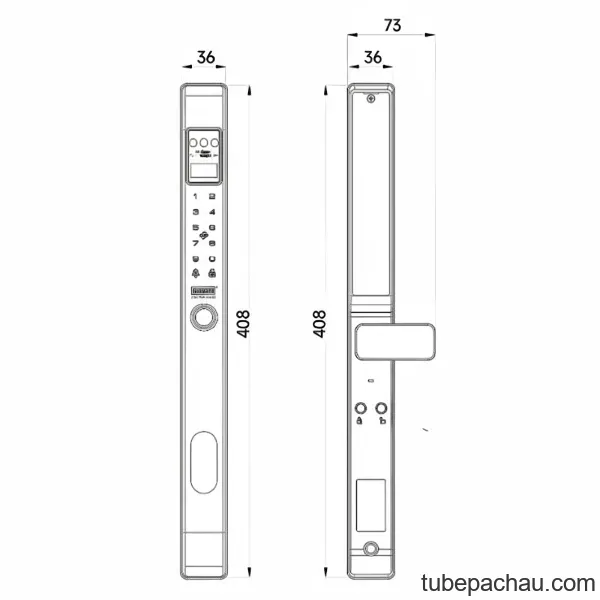 Khóa vân tay cửa nhôm GIOVANI GSL-Z2FGR