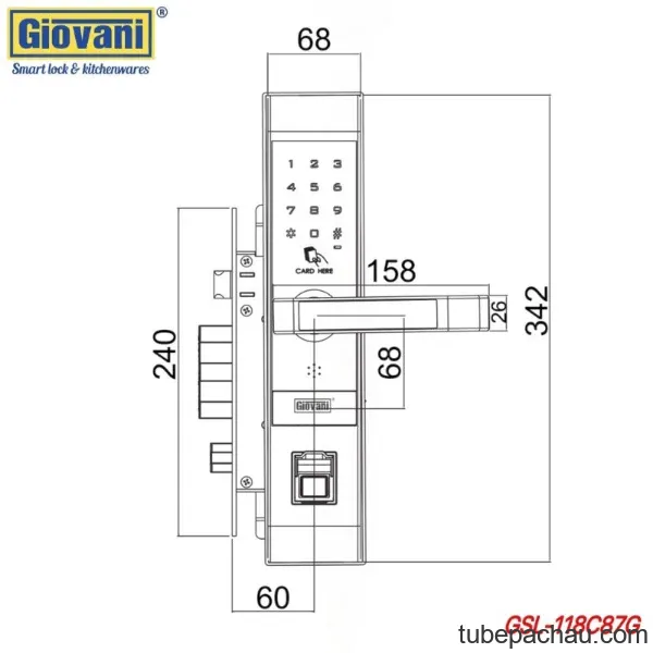 Khóa vân tay thông minh GIOVANI GSL-118C87G