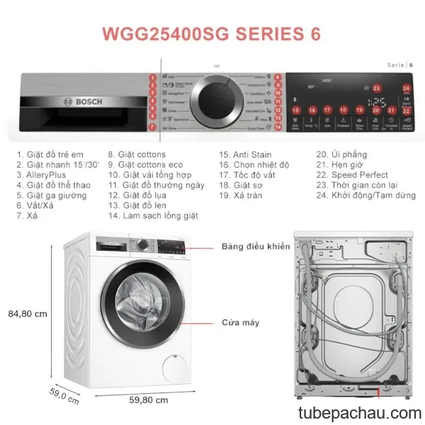 Máy giặt cửa trước Bosch WGG25400SG Series 6