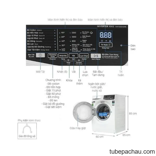 Máy giặt Electrolux 10 kg EWF1025DQWB