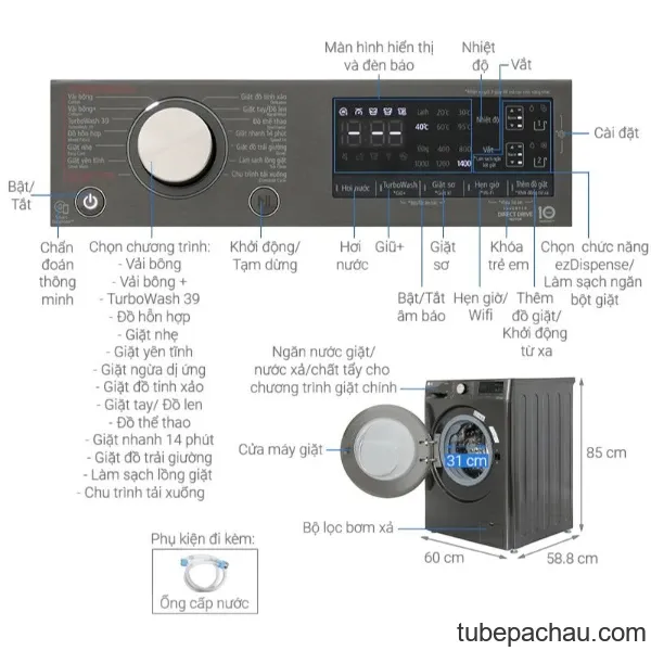 Máy giặt LG AI DD Inverter 12 kg FV1412S3B