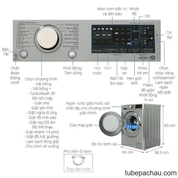 Máy giặt LG AI DD Inverter 12 kg FV1412S3PA