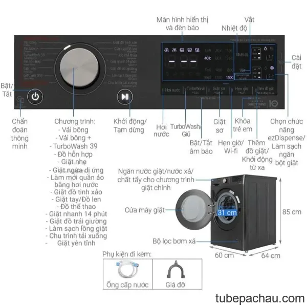 Máy giặt LG AI DD Inverter 14 kg FV1414S3BA