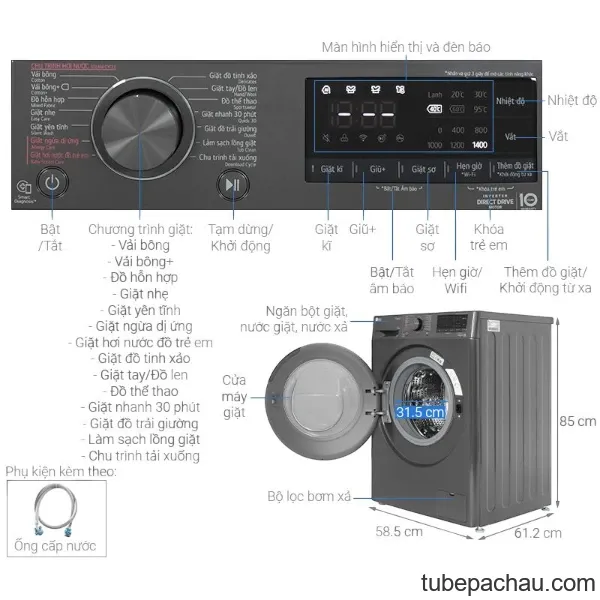 Máy giặt LG AI DD Inverter 9 kg FV1409S4M