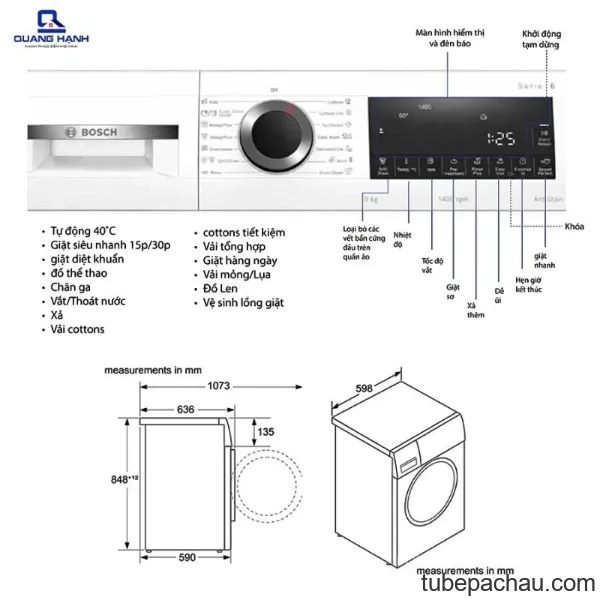 Máy giặt quần áo Bosch WGG24400SG