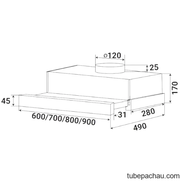 Máy hút mùi âm tủ Kaff KF-TL1006B Màu đen
