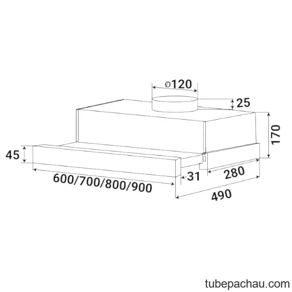 Máy hút mùi âm tủ Kaff KF-TL1007B Màu đen