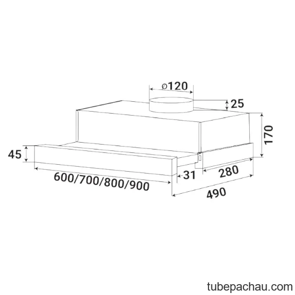 Máy hút mùi âm tủ Kaff KF-TL1008B Màu đen