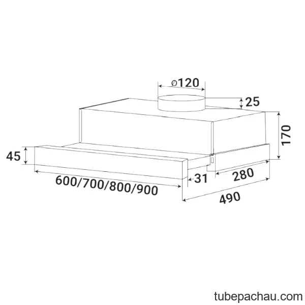 Máy hút mùi âm tủ Kaff KF-TL1009B Màu đen