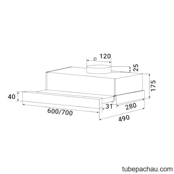 Máy hút mùi âm tủ Kaff TL60H