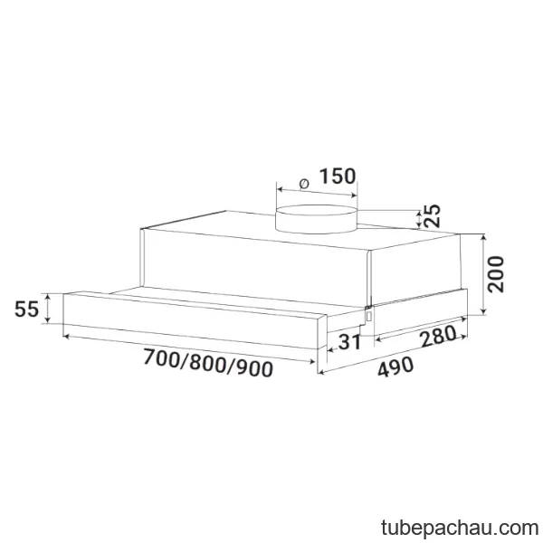 Máy hút mùi âm tủ Kaff KF-TL800ST
