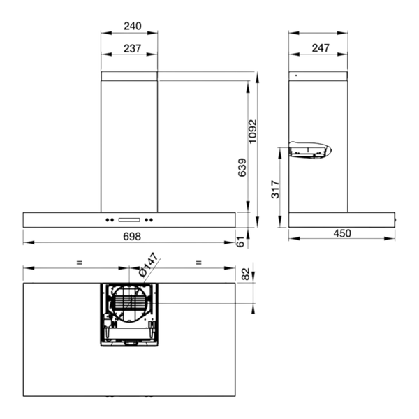Máy Hút Mùi Áp Tường HH-WI70B Hafele 539.81.168