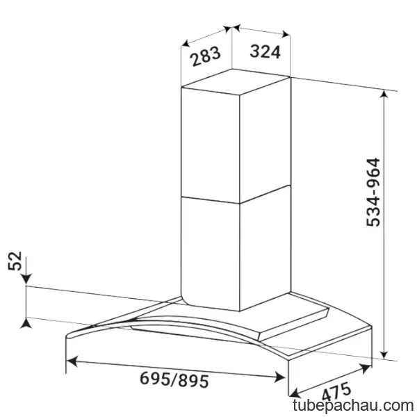 Máy hút mùi áp tường Kaff KF-GB107PB Phím cơ