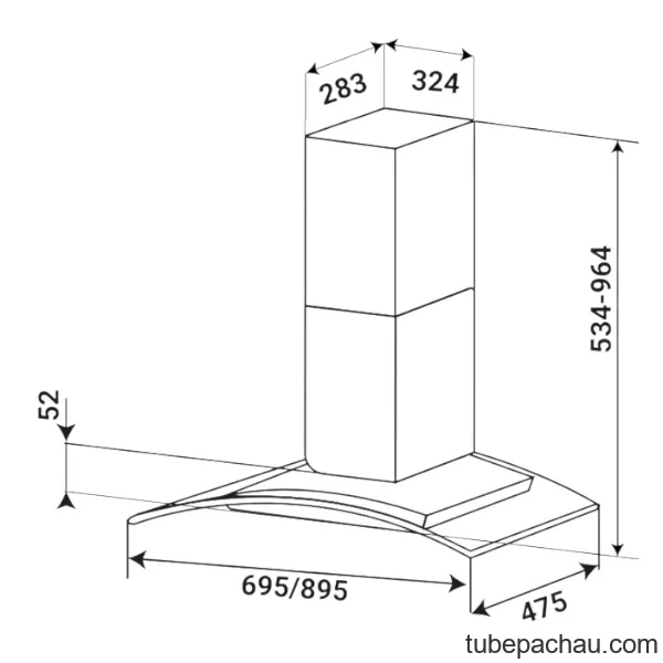 Máy hút mùi áp tường Kaff KF-GB109PB Phím cơ