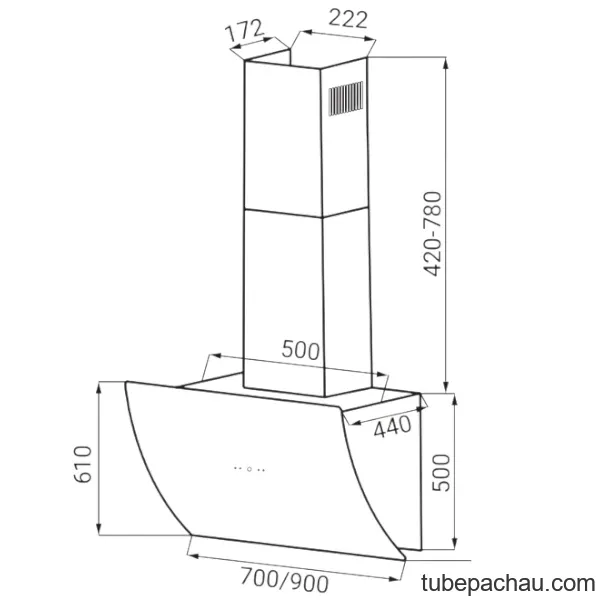 Máy hút mùi áp tường Kaff KF-LUX-AT70H-BK Đen