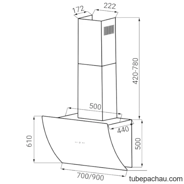 Máy hút mùi áp tường Kaff KF-LUX AT90H-WH Trắng
