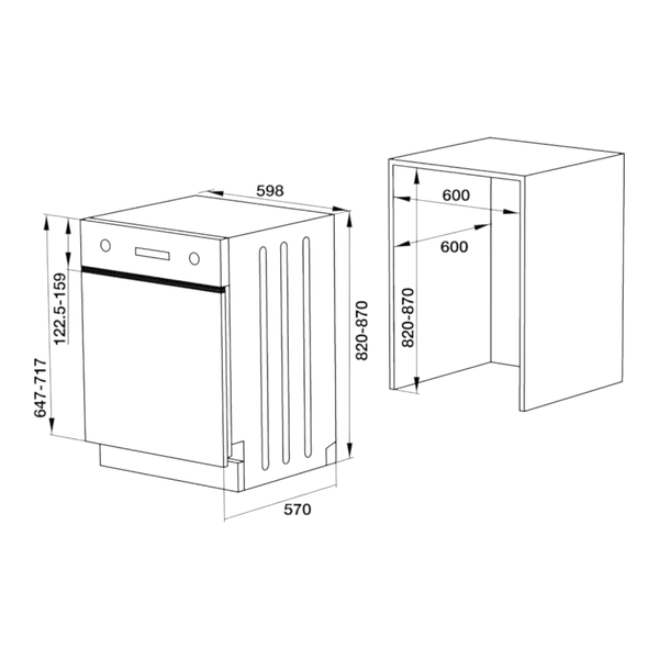 Máy Rửa Chén Âm Bán Phần HDW-HI60C Hafele 533.23.120