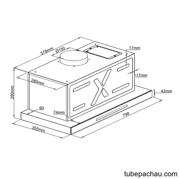 Máy hút mùi âm tủ GrandX GX H80F85B