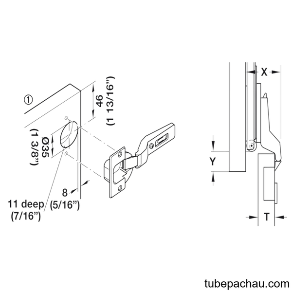 Phụ Kiện Bản Lề Cho Cửa 1 Cánh 16 - 19mm Hafele 408.24.020