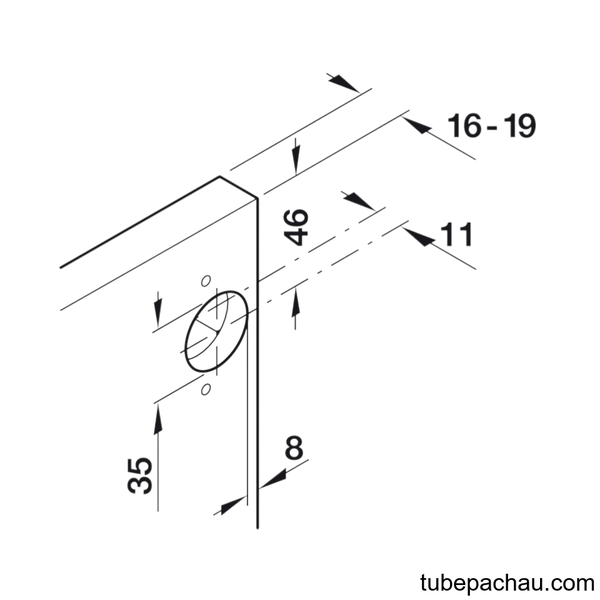 Phụ Kiện Bản Lề Cho Cửa 1 Cánh 16 - 19mm Hafele 408.24.020
