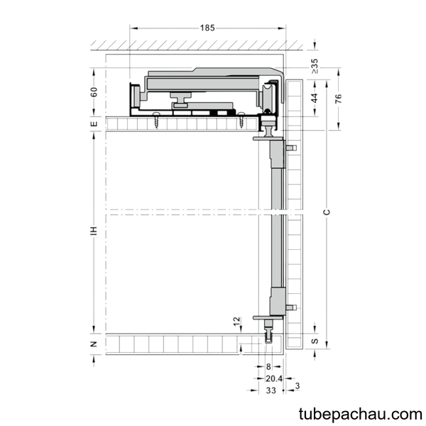 Phụ Kiện Cửa Trượt Bằng Mặt S/OS 20FB Hafele 406.11.224