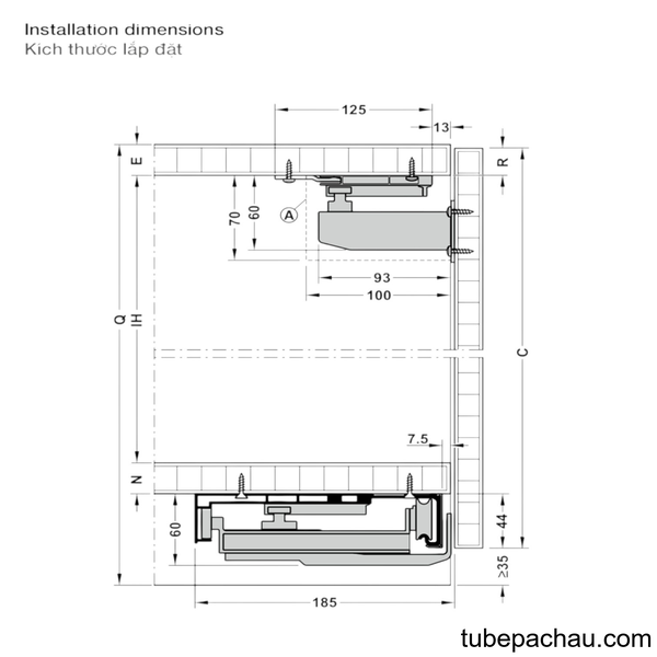 Phụ Kiện Cửa Trượt Bằng Mặt S/US 20FB Hafele 406.11.202