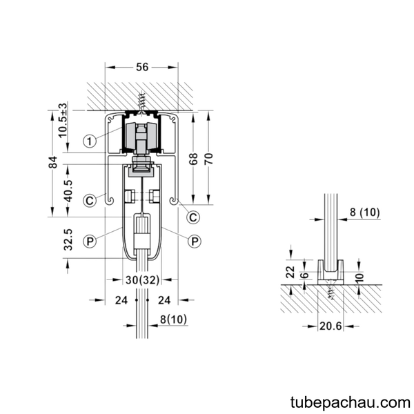 Phụ Kiện Cửa Trượt Kính Slido Classic 120N Hafele 941.25.125