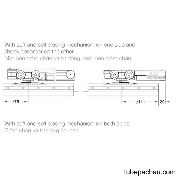 Phụ Kiện Cửa Trượt Kính Slido Classic 80L Hafele 940.83.035