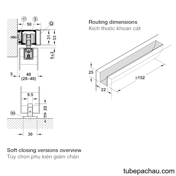 Phụ Kiện Cửa Trượt Slido Classic 120-I Hafele 941.25.005