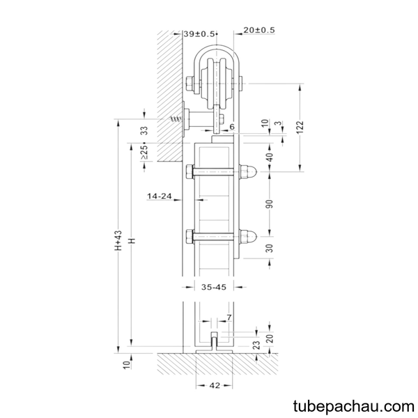 Phụ Kiện Cửa Trượt Slido D-Line42 100S Hafele 941.32.000