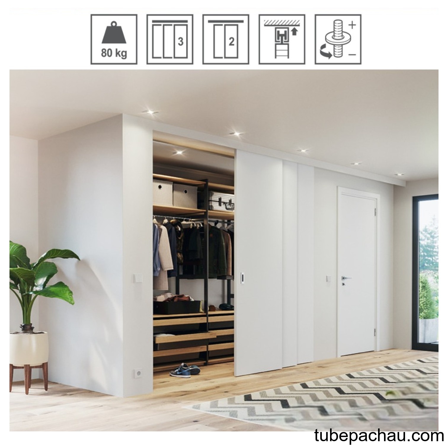 Phụ Kiện Cửa Trượt Slido Telescopic 80Kg Hafele 940.81.140