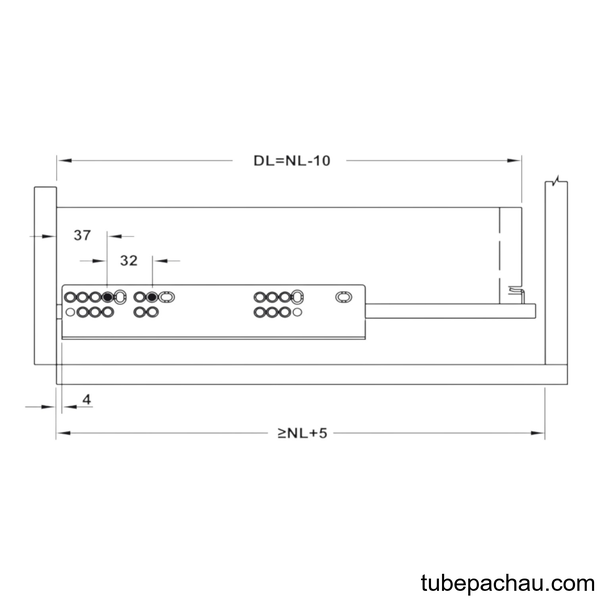 Ray Âm EPC Evo 400mm Nhấn Mở Hafele 433.32.173