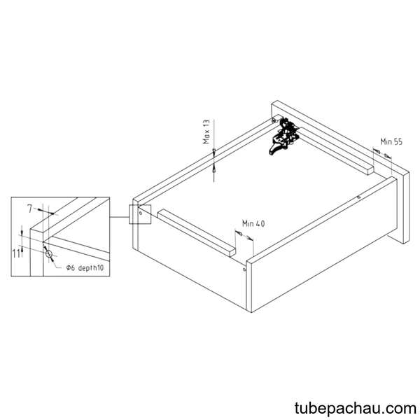 Ray Âm EPC Evo 450mm Nhấn Mở Hafele 433.32.154