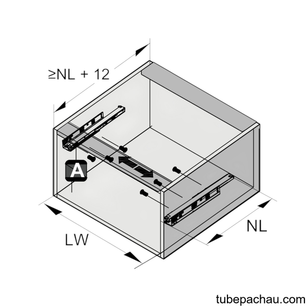 Ray Âm EPC Evo 500mm Nhấn Mở Hafele 433.32.155