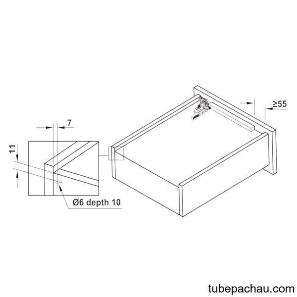 Ray Âm EPC Evo 500mm Nhấn Mở Hafele 433.32.175
