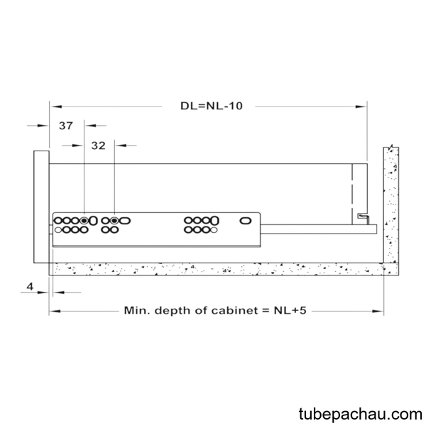 Ray Âm EPC EVO Mở 3/4 Giảm Chấn 400mm Hafele 433.32.503
