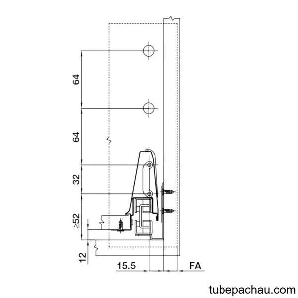 Ray Hộp Alto Giảm Chấn H199mm Hafele 552.79.085
