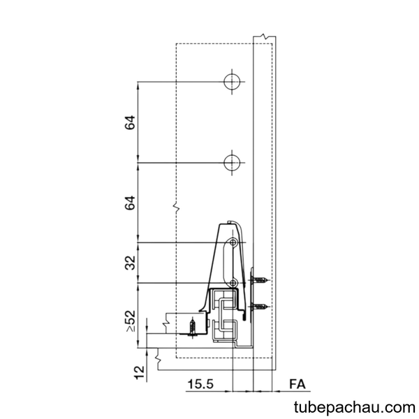 Ray Hộp Alto Giảm Chấn H199mm Hafele 552.79.785