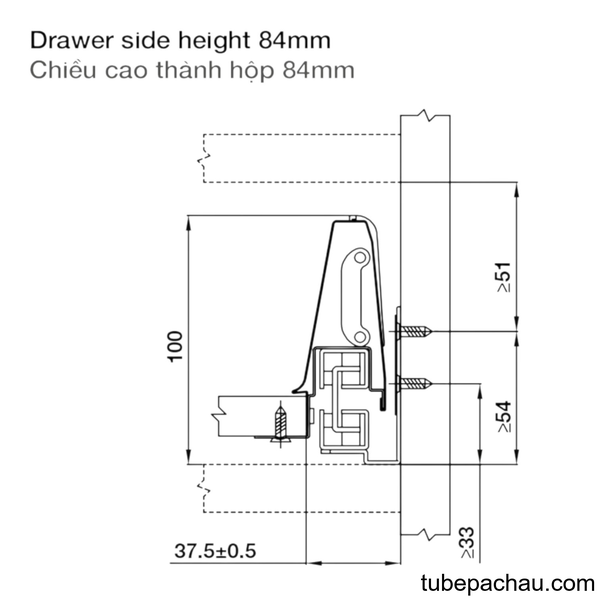 Ray Hộp Alto Giảm Chấn H84mm Hafele 552.03.781