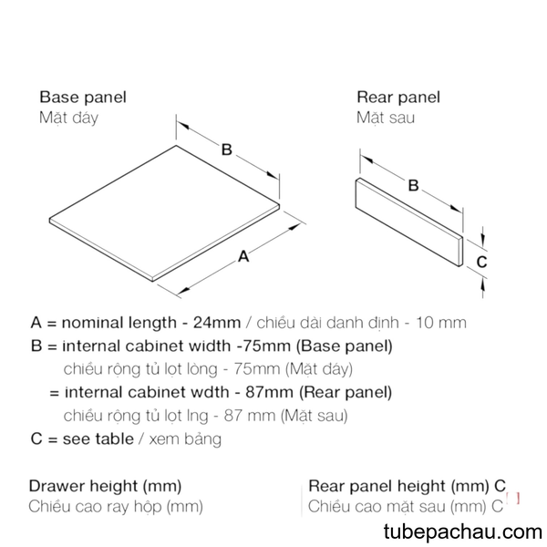 Ray Hộp Alto Giảm Chấn H84mm Hafele 552.75.005