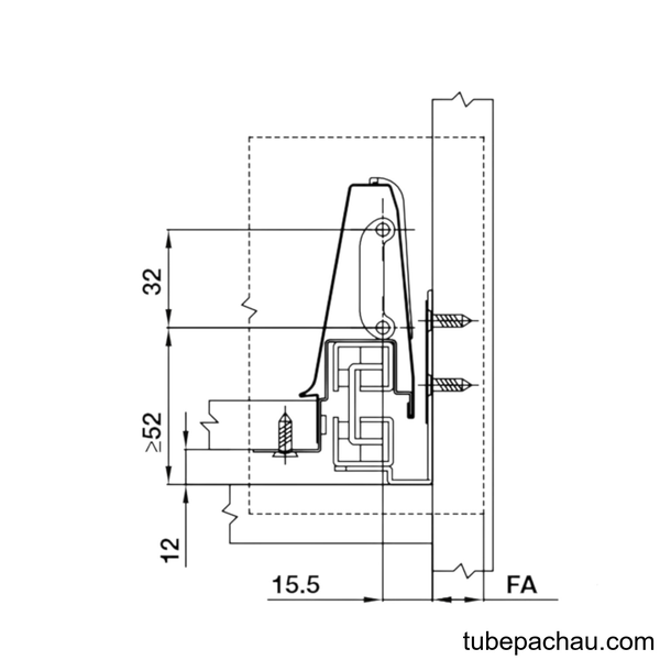Ray Hộp Alto Giảm Chấn H84mm Hafele 552.75.705