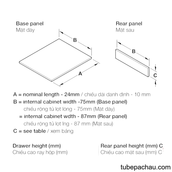 Ray Hộp Alto Giảm Chấn H84mm Hafele 552.75.705
