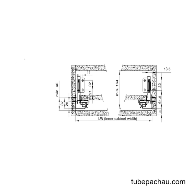 Ray Hộp Alto-S Nhấn Mở H170mm Hafele 552.36.355