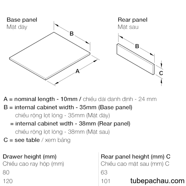 Ray Hộp Alto S Nhấn Mở H80mm Hafele 552.35.335