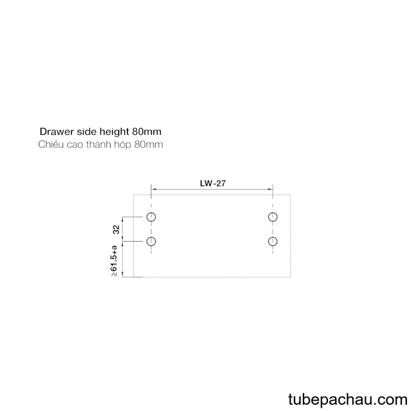 Ray Hộp Alto S Nhấn Mở H80mm Hafele 552.35.335